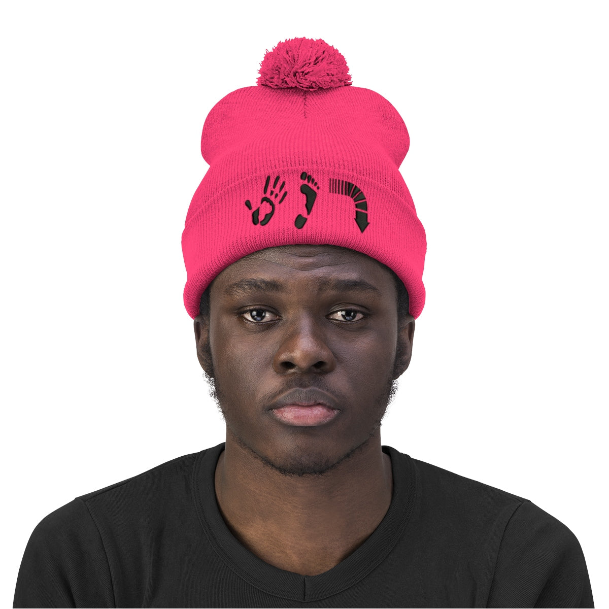Five Toes Down Pom Pom Beanie Embroidered