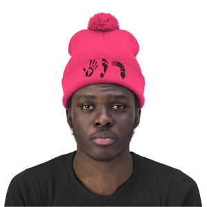 Five Toes Down Pom Pom Beanie Embroidered