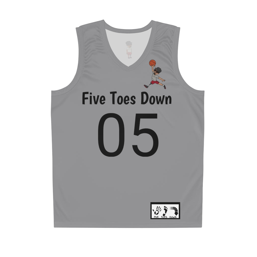 Five Toes Down Air Amputee Basketball Jersey Grey