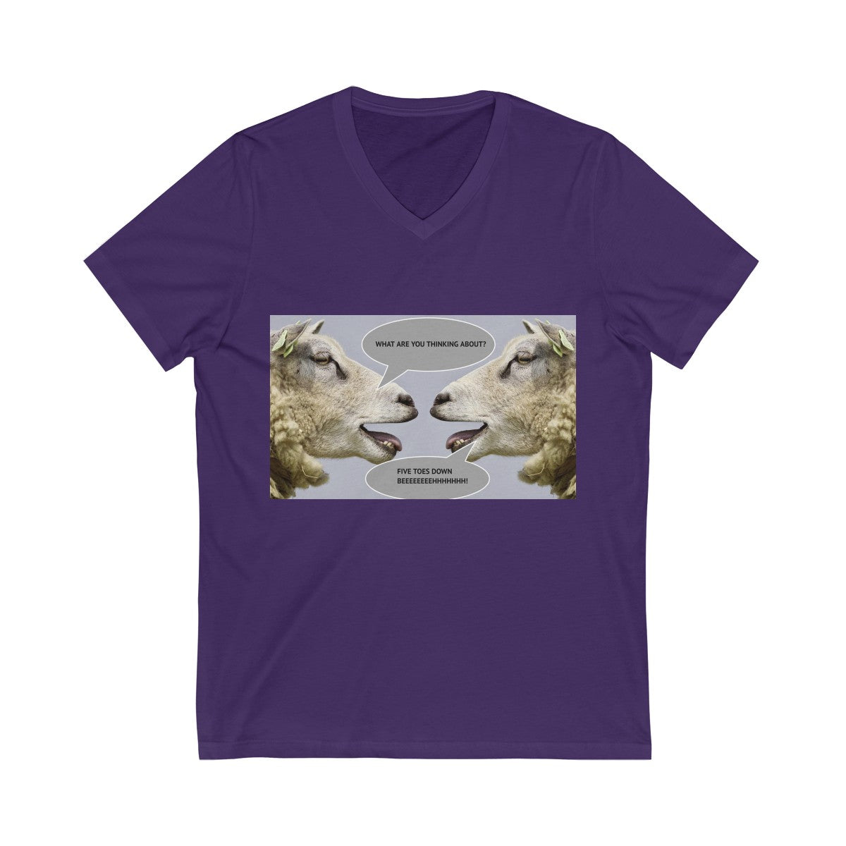 Five Toes Down Goat Thoughts Unisex V-Neck Tee