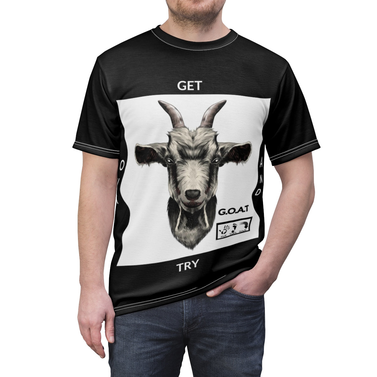 Five Toes Down (Get out and try) G.O.A.T Unisex Cut & Sew Tee