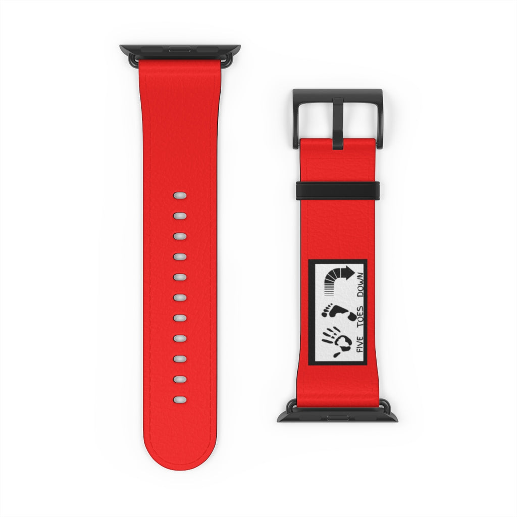 Five Toes Down Logo Red Watch Band