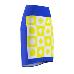Five Toes Down Blue/Yellow Women's Pencil Skirt