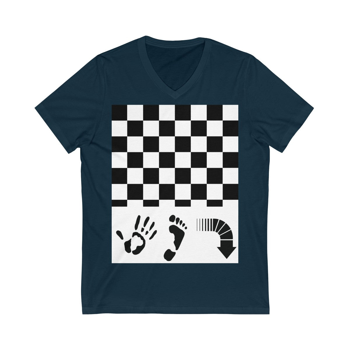 Five Toes Down Checkerboard Unisex V-Neck Tee