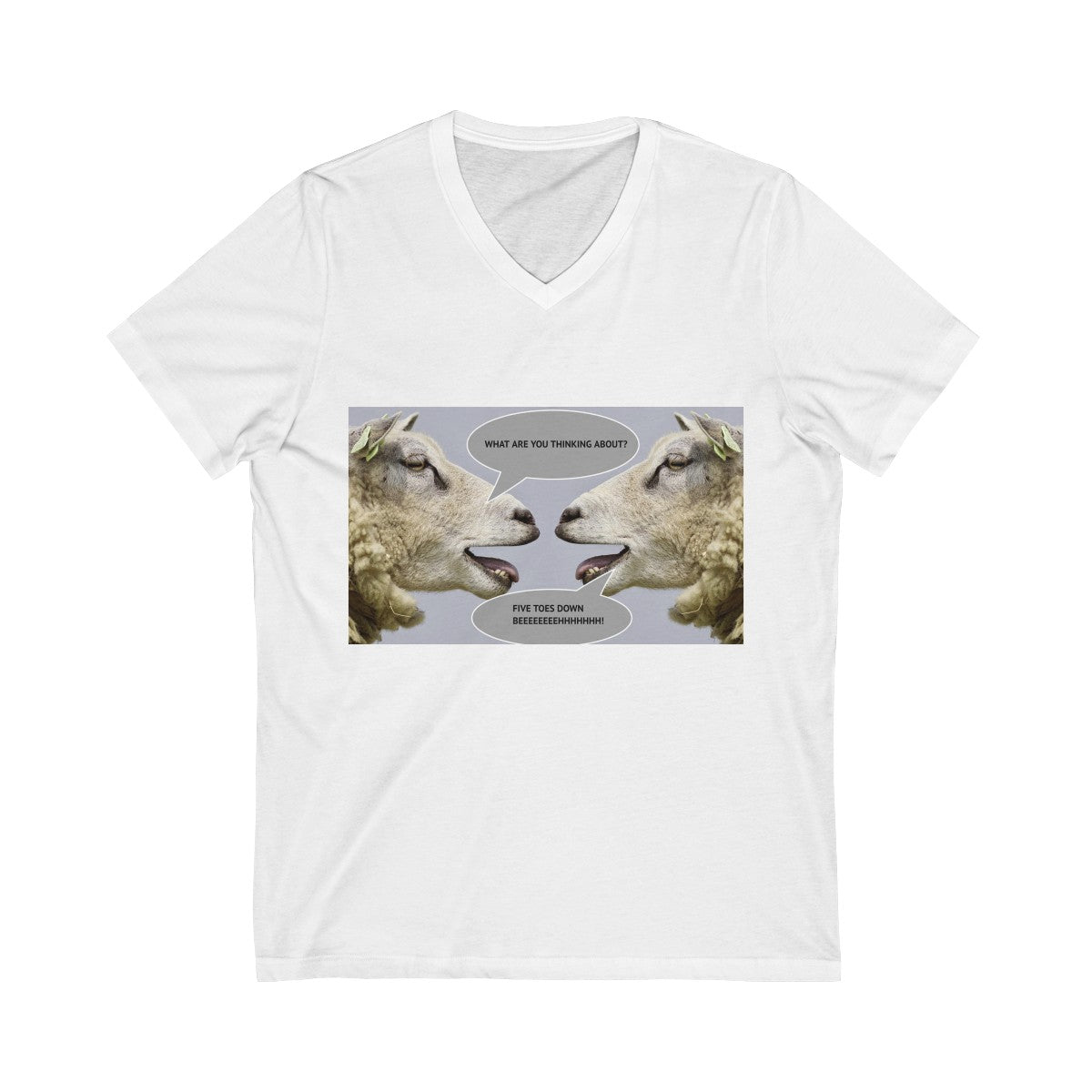Five Toes Down Goat Thoughts Unisex V-Neck Tee