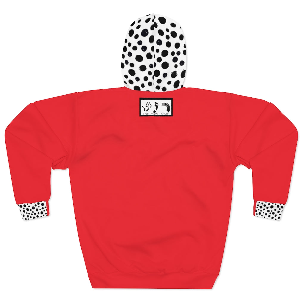 Five Toes Down Dalmatian Unisex Pullover Hoodie Red