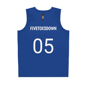 Five Toes Down Air Amputee Basketball Jersey Blue