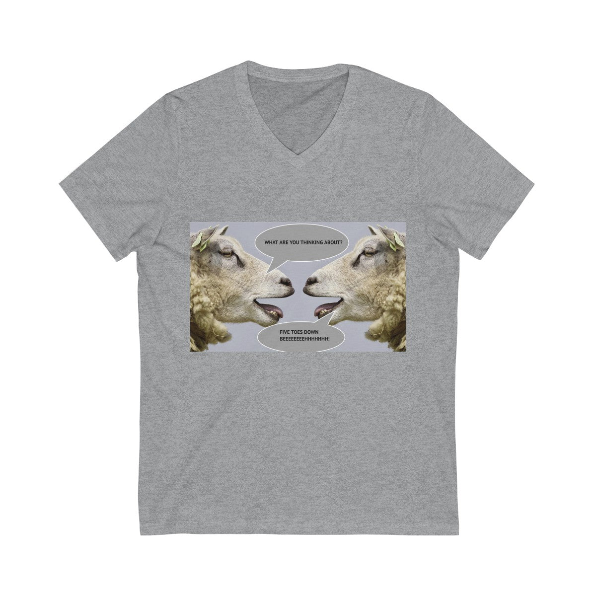 Five Toes Down Goat Thoughts Unisex V-Neck Tee
