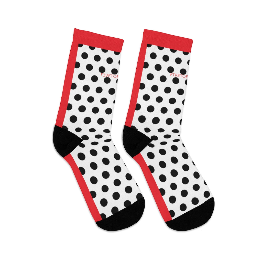 Five Toes Down Polka Dot Socks Red
