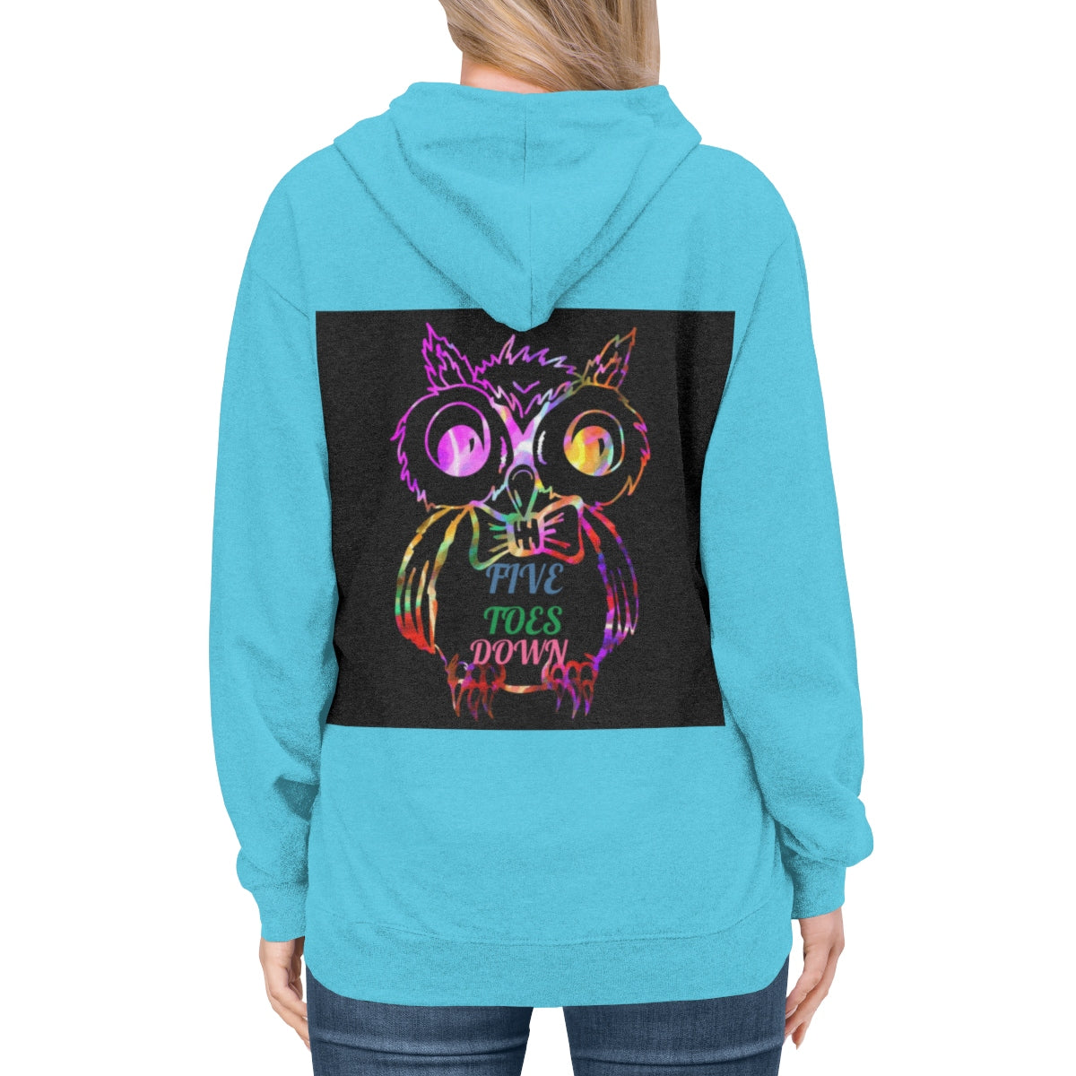 Five Toes Down Owl Unisex Lightweight Hoodie(Back)