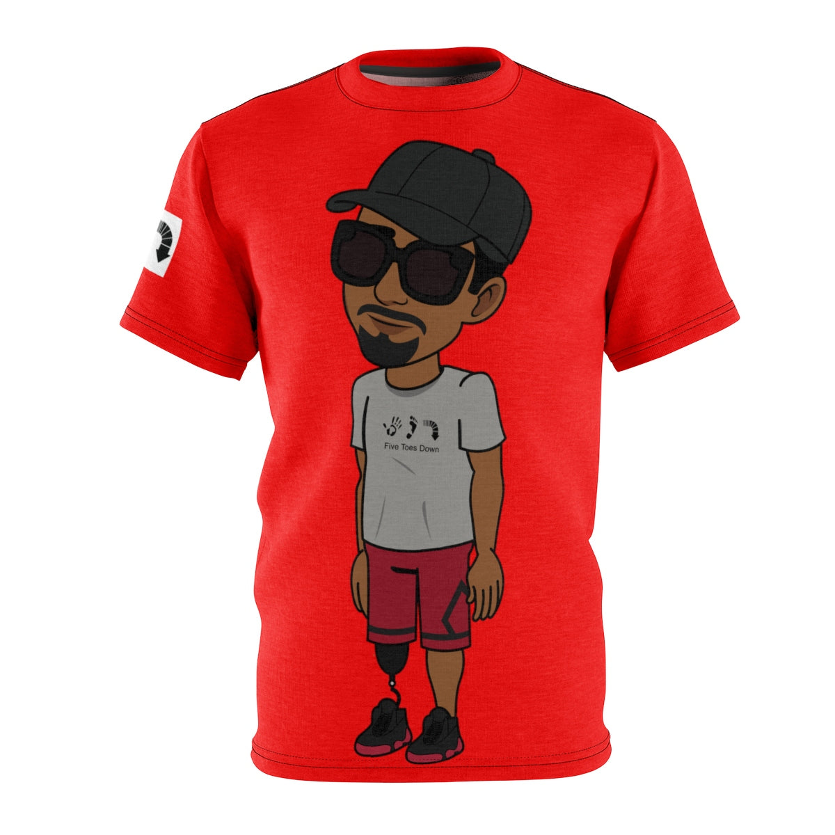 Five Toes Down Henry Unisex Cut & Sew Tee Red