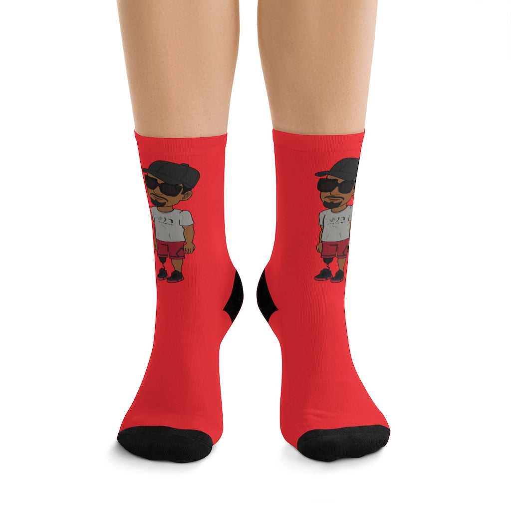 Five Toes Down Henry The Amputee Socks red