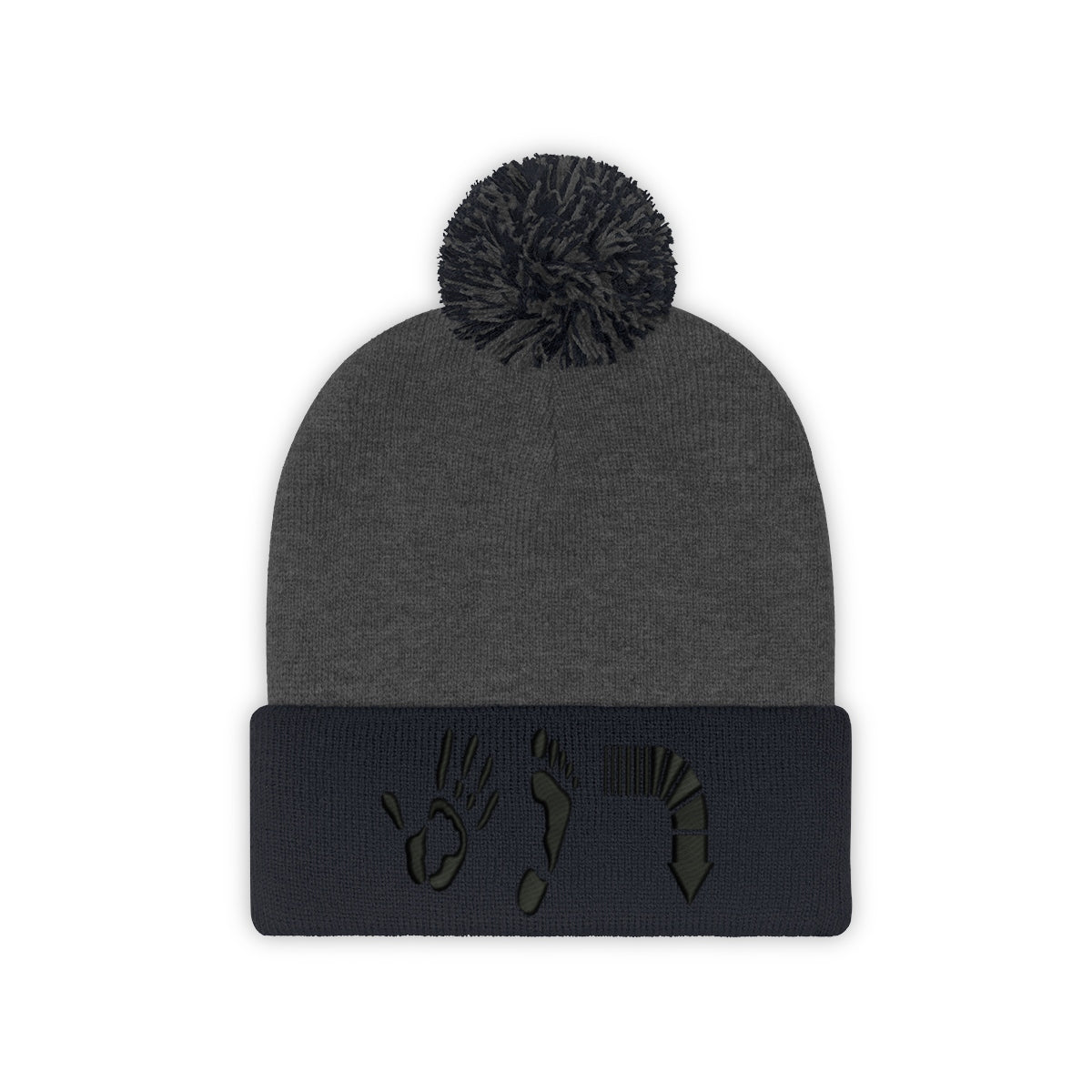 Five Toes Down Pom Pom Beanie Embroidered