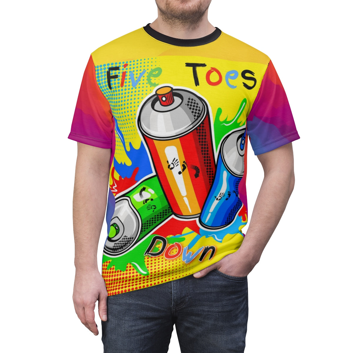 Five Toes Down Spray Paint Unisex Cut & Sew Tee