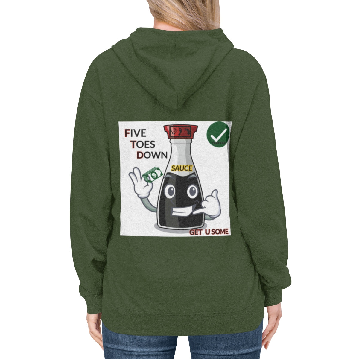 Five Toes Down Sauce Unisex Lightweight Hoodie(Back)