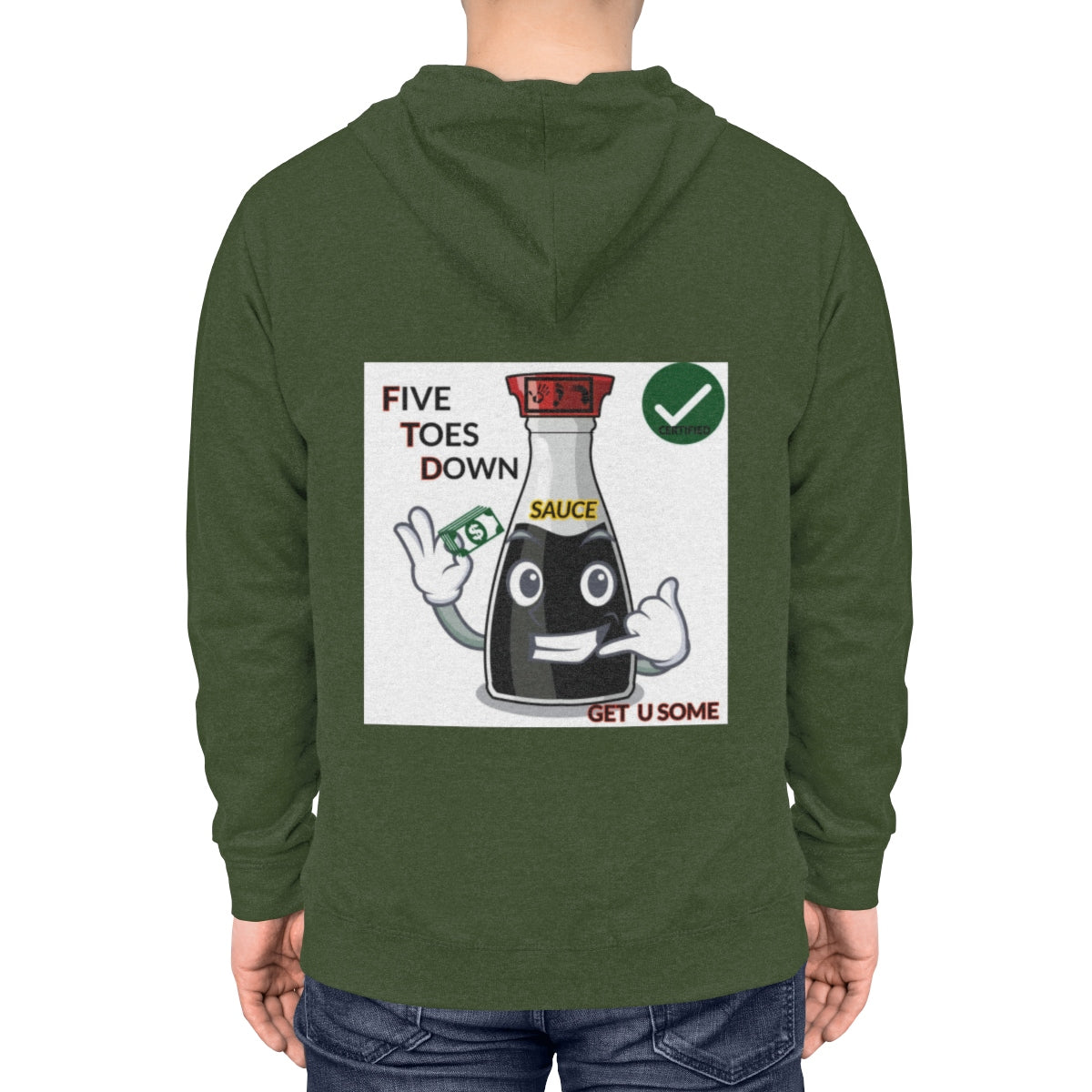 Five Toes Down Sauce Unisex Lightweight Hoodie(Back)