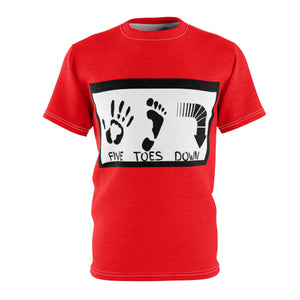 Five Toes Down Logo Red Unisex Cut & Sew Tee