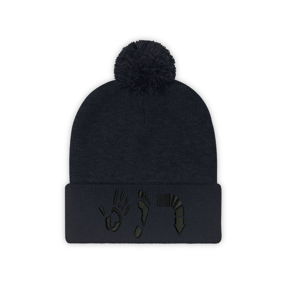 Five Toes Down Pom Pom Beanie Embroidered