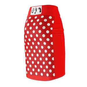 Five Toes Down Red Polka Dot Women's Pencil Skirt