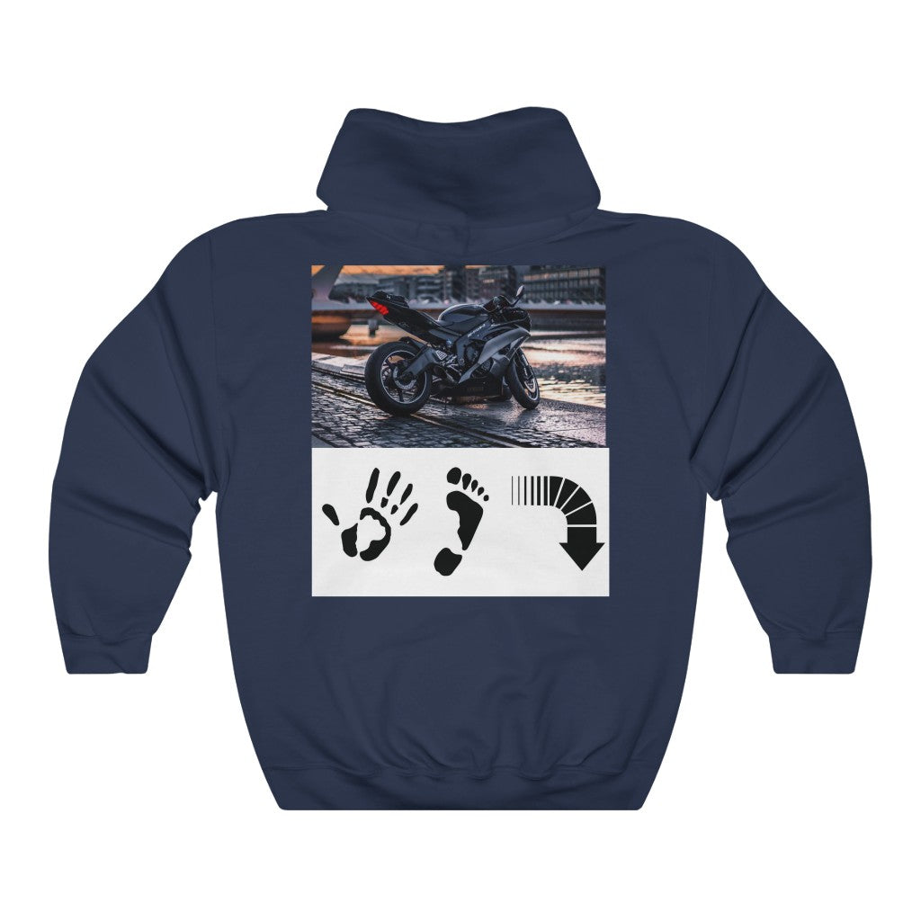 Five Toes Down Motorcycle (Back) Unisex Hooded Sweatshirt