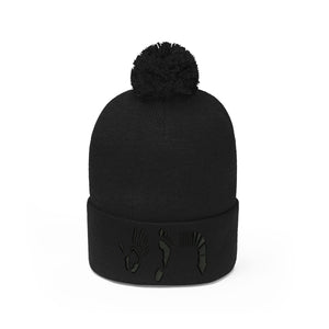 Five Toes Down Pom Pom Beanie Embroidered