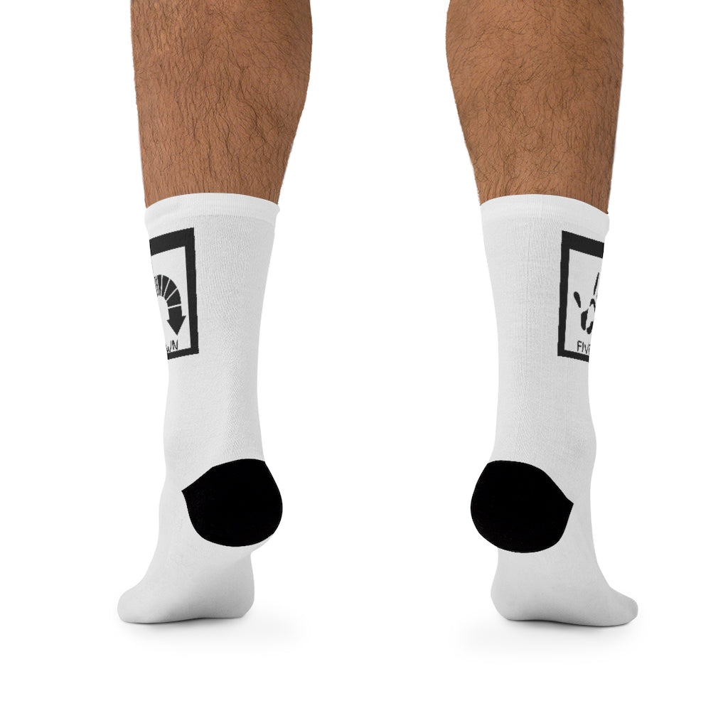 Five Toes Down Logo Socks White