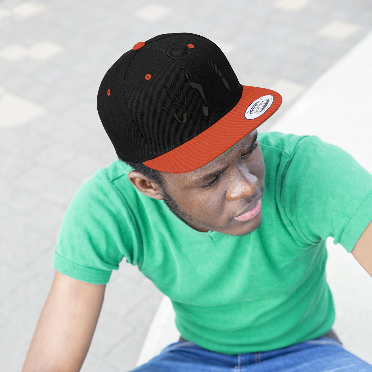 Five Toes Down Unisex Flat Bill Hat Embroidered