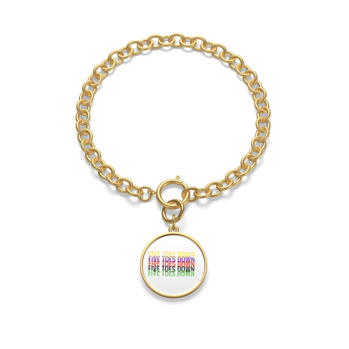 Five Toes Down Multi Color Logo Chunky Chain Bracelet