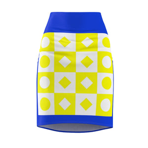 Five Toes Down Blue/Yellow Women's Pencil Skirt