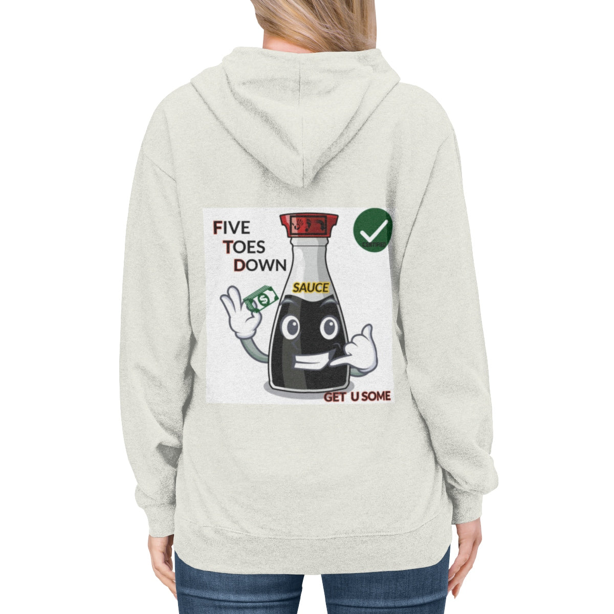 Five Toes Down Sauce Unisex Lightweight Hoodie(Back)