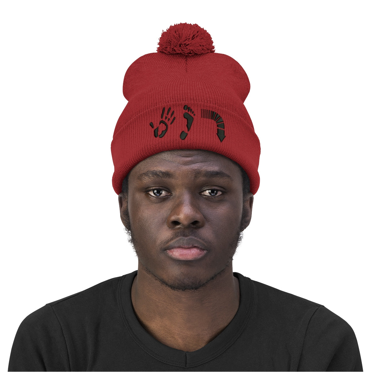 Five Toes Down Pom Pom Beanie Embroidered