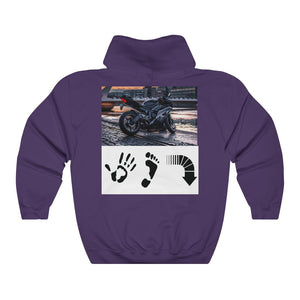 Five Toes Down Motorcycle (Back) Unisex Hooded Sweatshirt