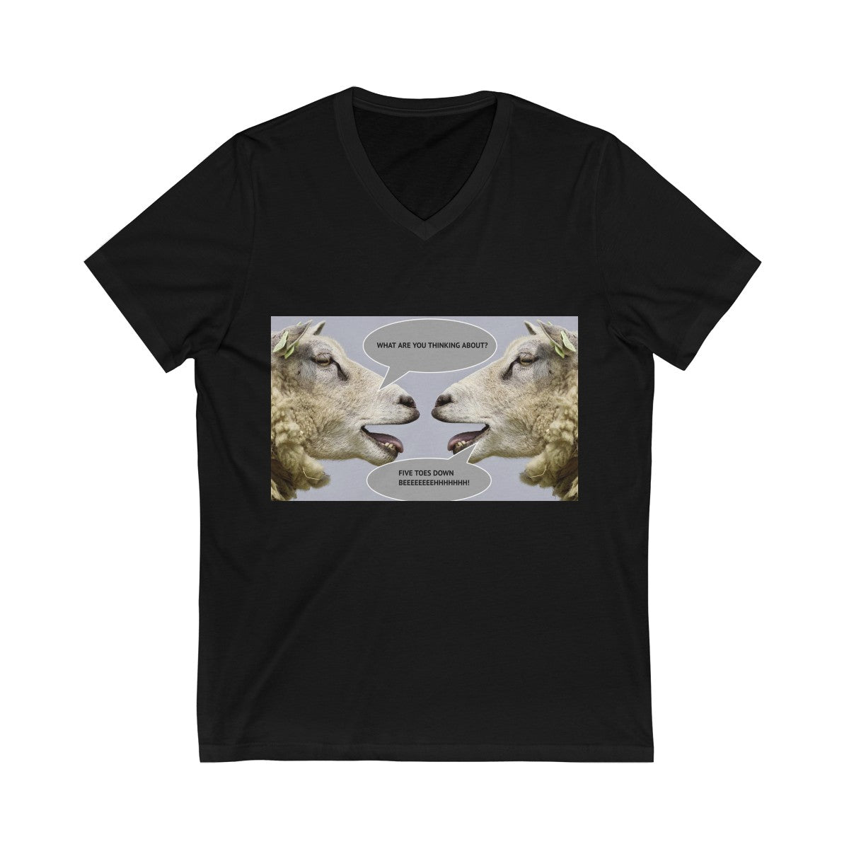 Five Toes Down Goat Thoughts Unisex V-Neck Tee