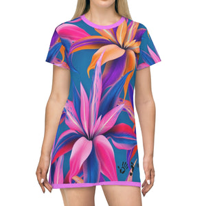 Five Toes Down Exotic Flower T-shirt Dress