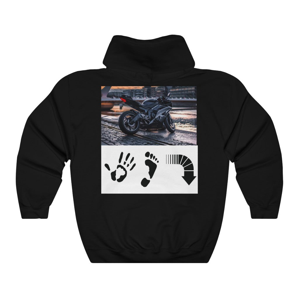 Five Toes Down Motorcycle (Back) Unisex Hooded Sweatshirt