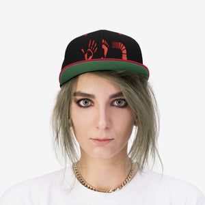 Five Toes Down Red Unisex Flat Bill Hat Embroidered