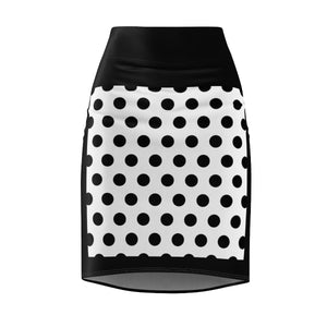 Five Toes Down Polka Dot Blk Women's Pencil Skirt