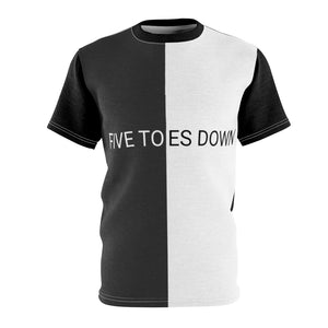 Five Toes Down Blk/White Unisex Cut & Sew Tee