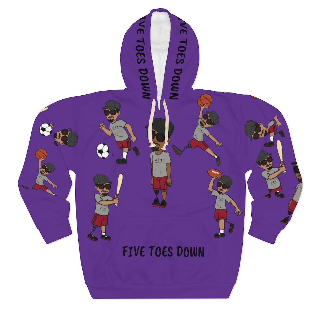 Five Toes Down Sports Unisex Pullover Hoodie purp 2
