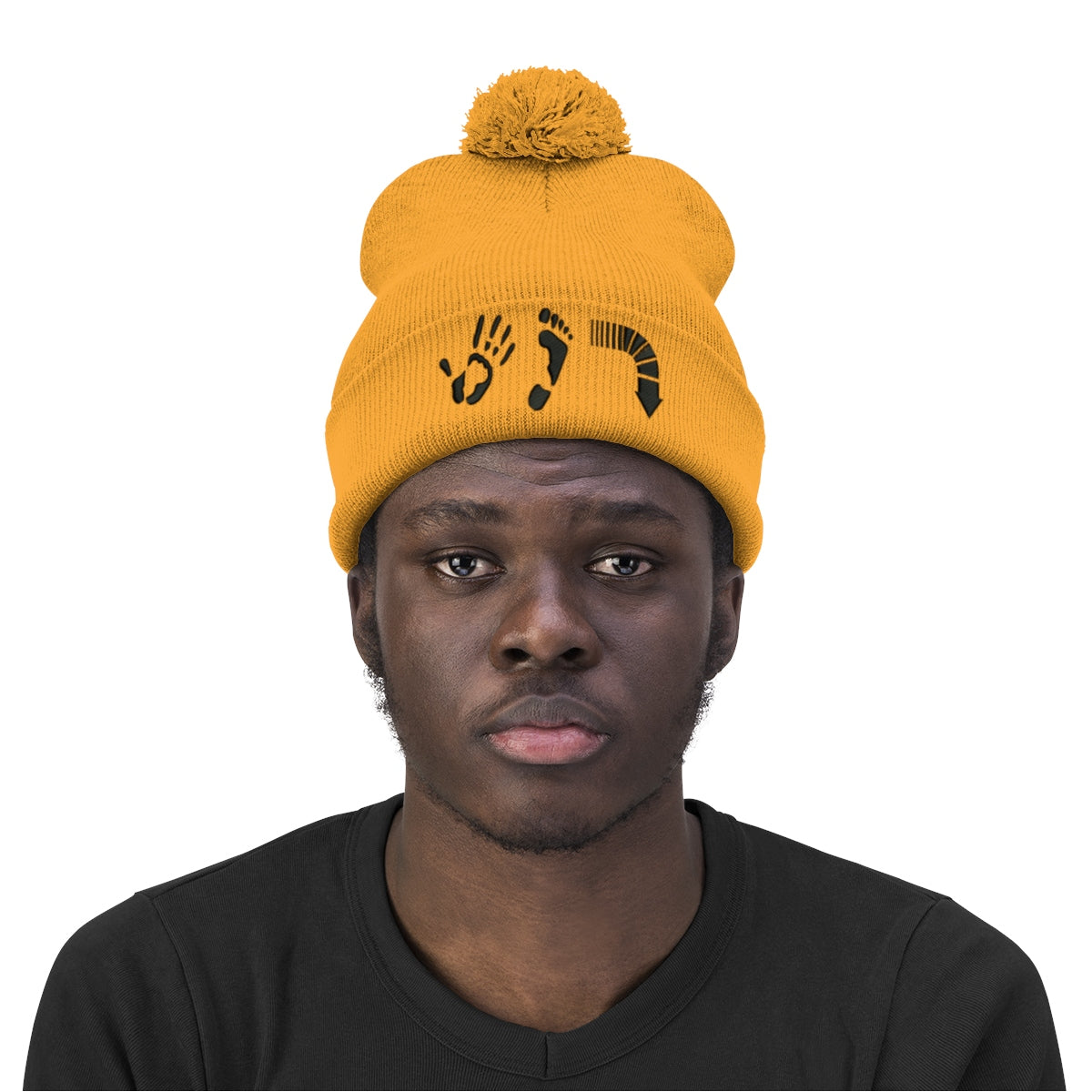 Five Toes Down Pom Pom Beanie Embroidered