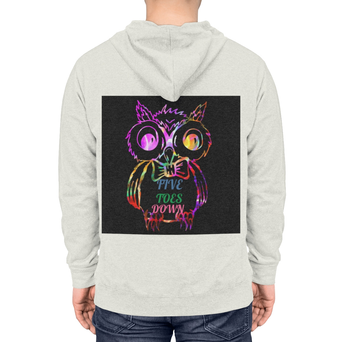 Five Toes Down Owl Unisex Lightweight Hoodie(Back)