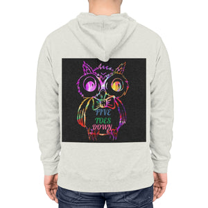Five Toes Down Owl Unisex Lightweight Hoodie(Back)