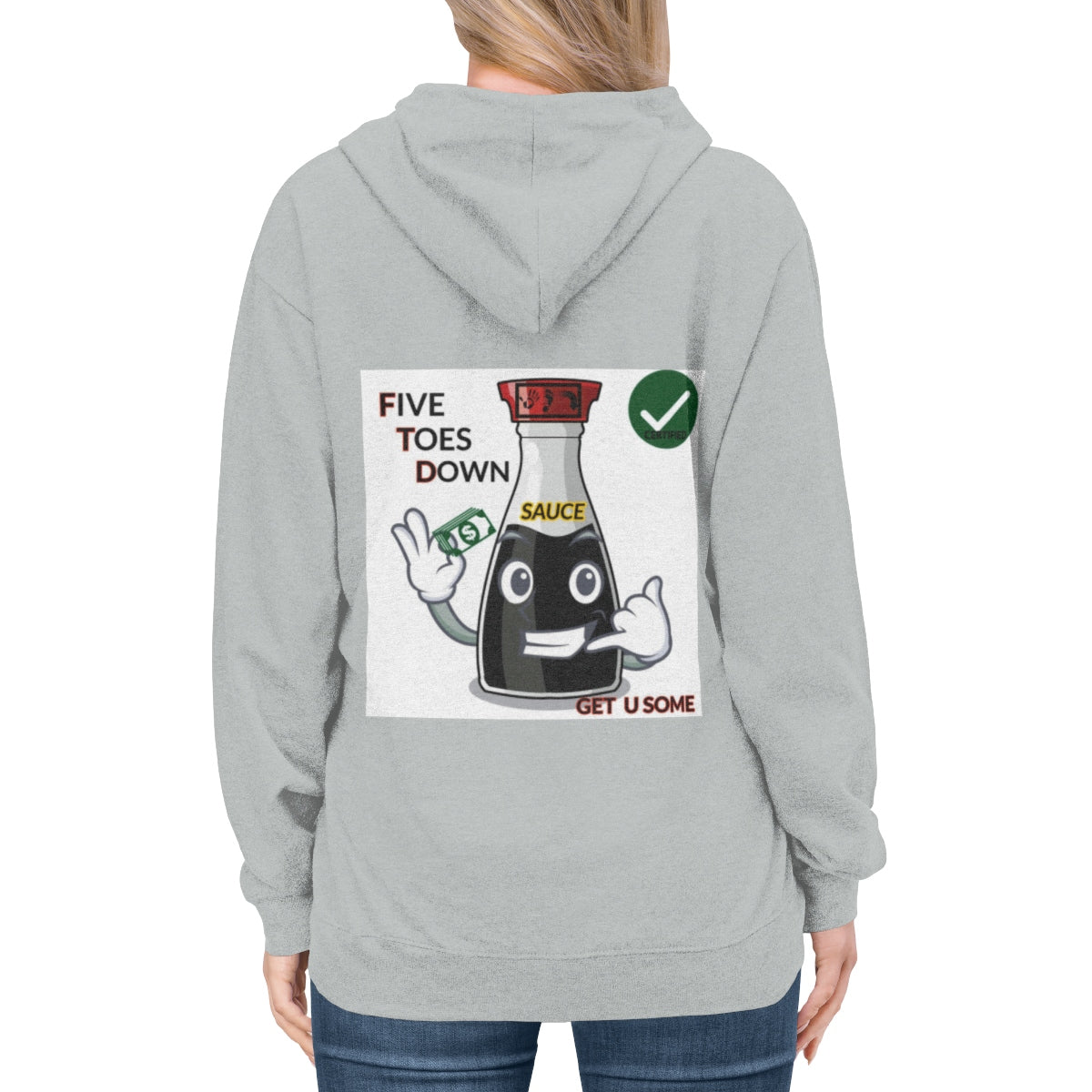 Five Toes Down Sauce Unisex Lightweight Hoodie(Back)