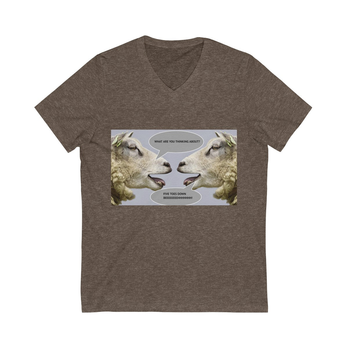 Five Toes Down Goat Thoughts Unisex V-Neck Tee