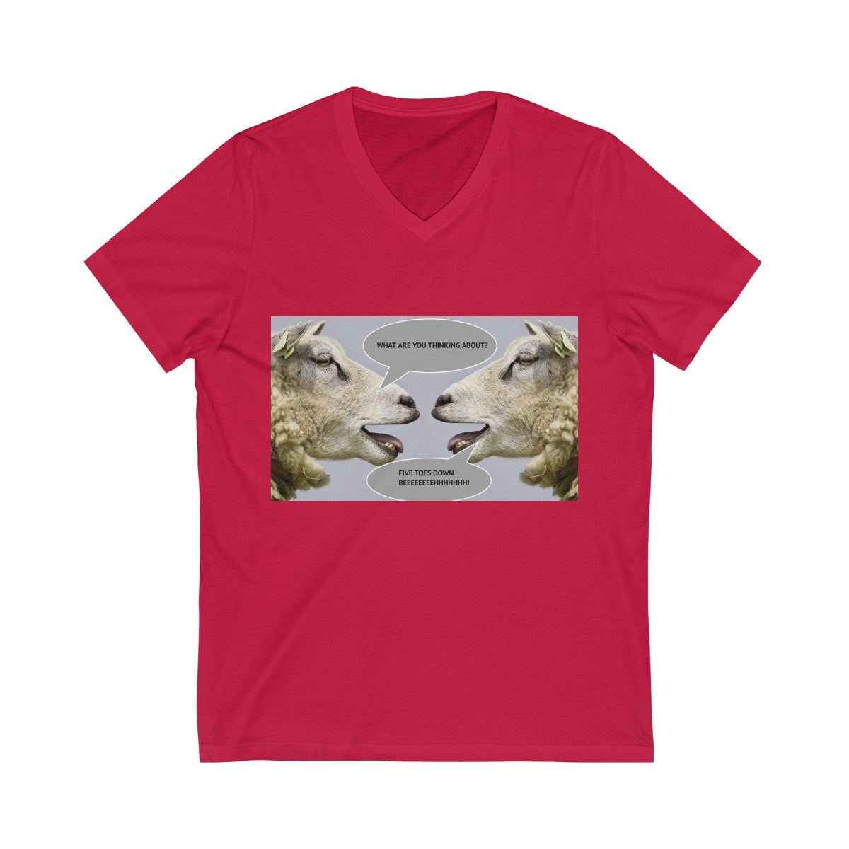 Five Toes Down Goat Thoughts Unisex V-Neck Tee