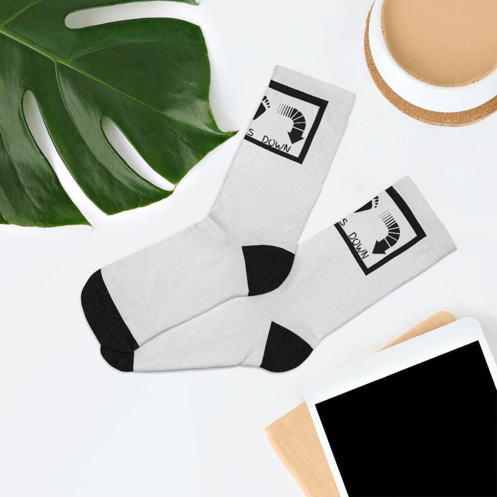 Five Toes Down Logo Socks White