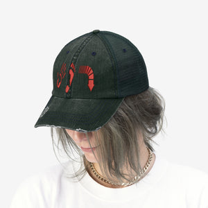 Five Toes Down Red Unisex Trucker Hat Embroidered