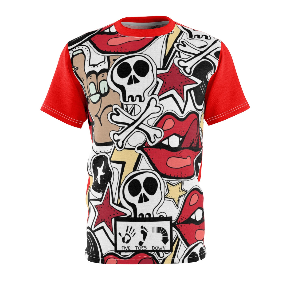 Five Toes Down Crazy Pattern Unisex Cut & Sew Tee