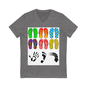 Five Toes Down Flip Flop Unisex V-Neck Tee