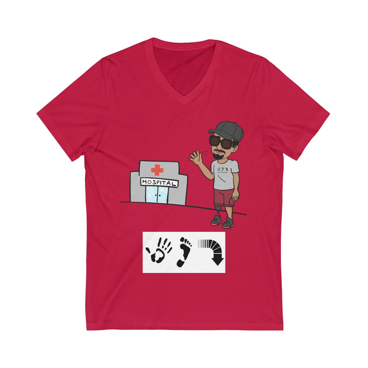 Five Toes Down Bye Unisex V-Neck Tee